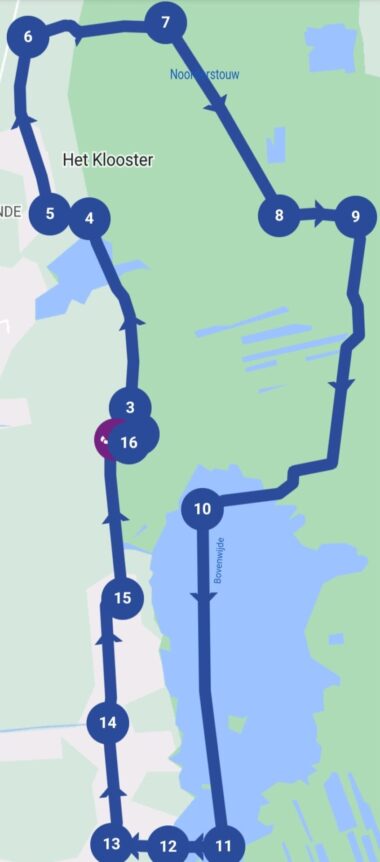 3-hour sailing route through Giethoorn center and through Giethoorn-Noord