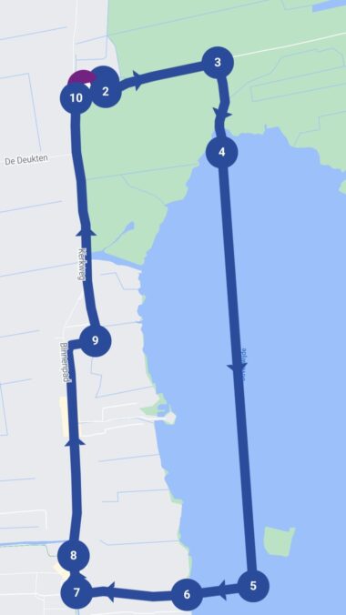1 hour sailing route through Giethoorn center